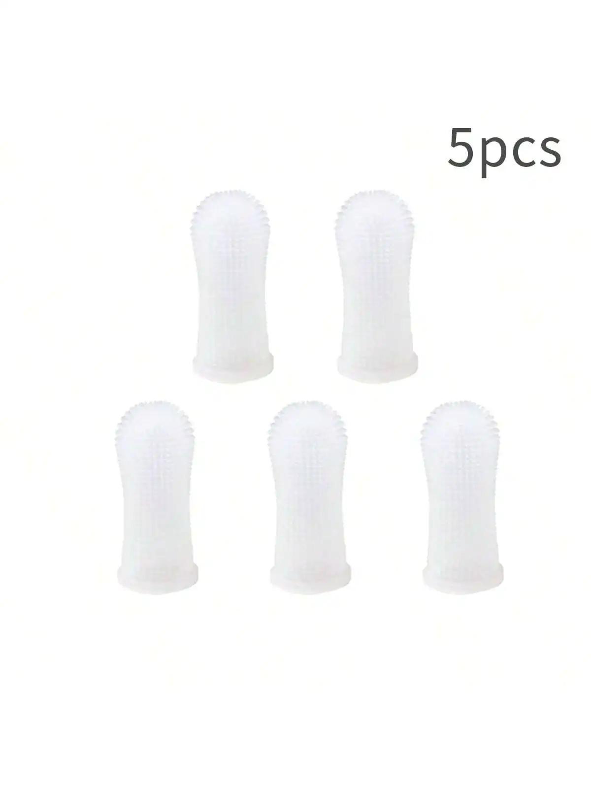 

5 шт. зубная щетка для чистки зубов на палец для домашних животных, нетоксичный силиконовый инструмент для чистки зубов у собак и кошек