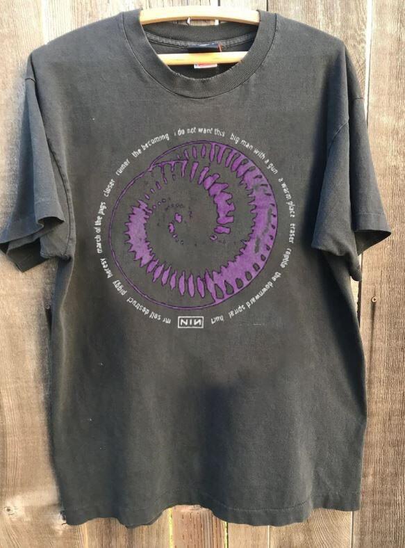 

Vintage Nine Inch Nails 1994 The Downward Spiral Charcoal Unisex Tshirt WA0134 Unisex T-Shirt M