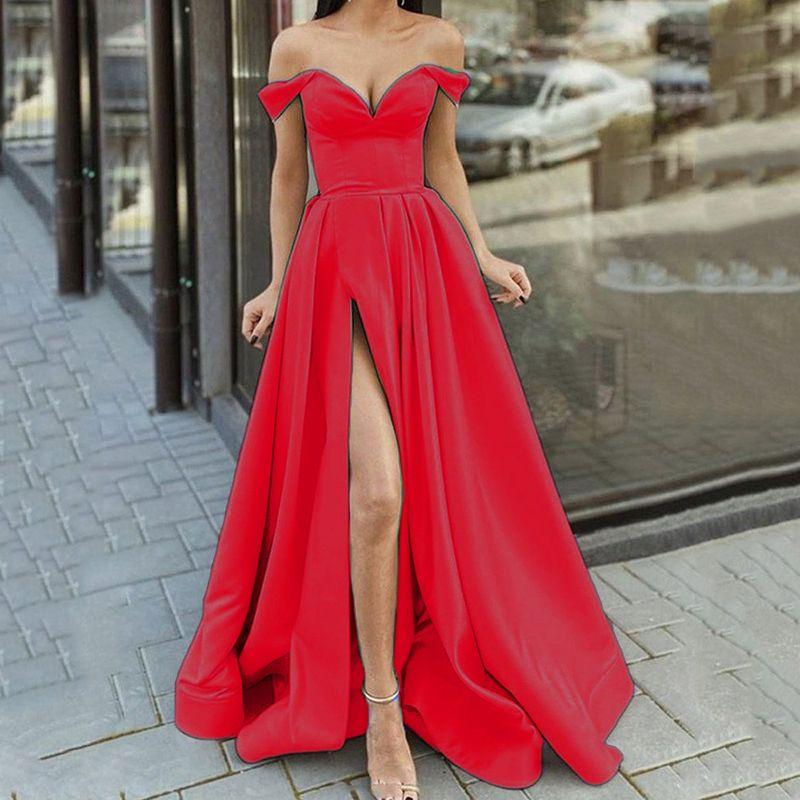 Women Sexy Party Evening Dress European and American Women's Clothing Tube Top V Neck Open Back Large Swing Dress