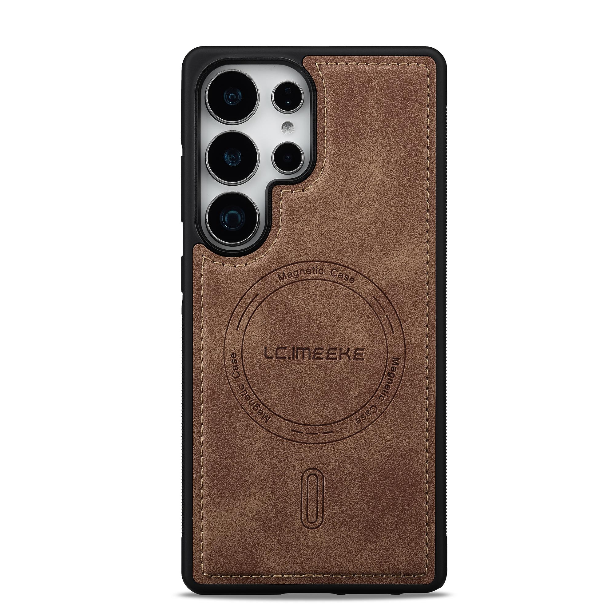 

Business PU Leather Strong Magnetic Leather Phone Case For Samsung S25 Ultra S24 Plus S23 S22 A36 A56 Wireless Charging Cover Samsung A55 5G светло-коричневого