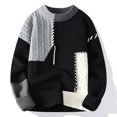 Moda Kış Erkek Sıcak Kazak Bisiklet Yaka Eklenmiş Kazak Sokak Eğlence Butik Triko Giyim Kore Versiyonu