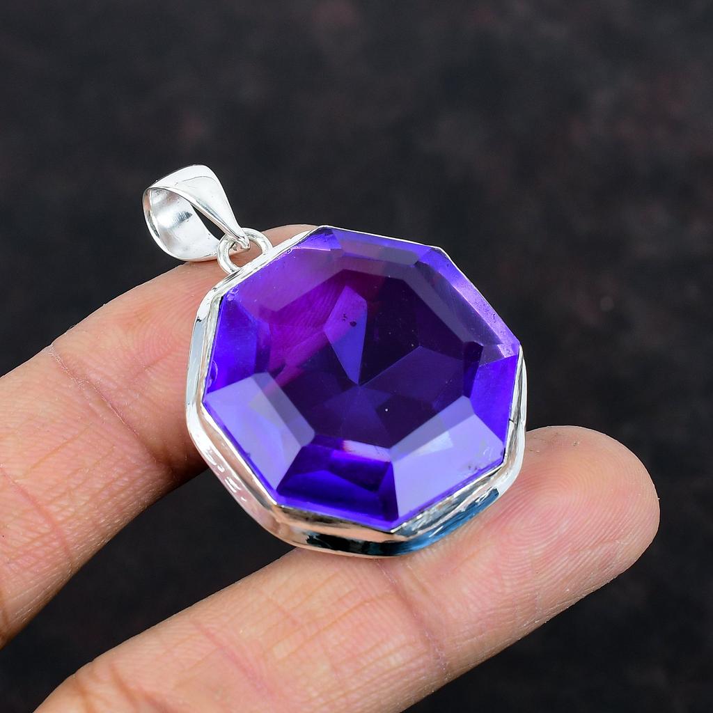 Faceted African Amethyst Pendant Gemstone Pendant Elegant Jewelry 925 Sterling Silver Pendant Handmade Pendant Gifts for Her Silver Jewelry