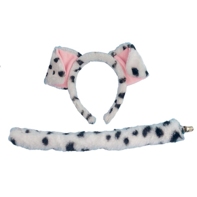 Kids Halloween Dog Costume Set Animal Cosplay Costumes Dog Ears Headband Bowtie Tail and Nose for Kid Girl Halloween