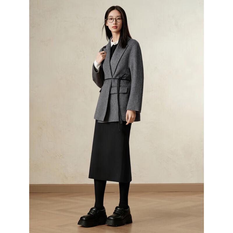JUZI ANNACAU Women's Double-Sided Wool Blend Mid-Length Coat