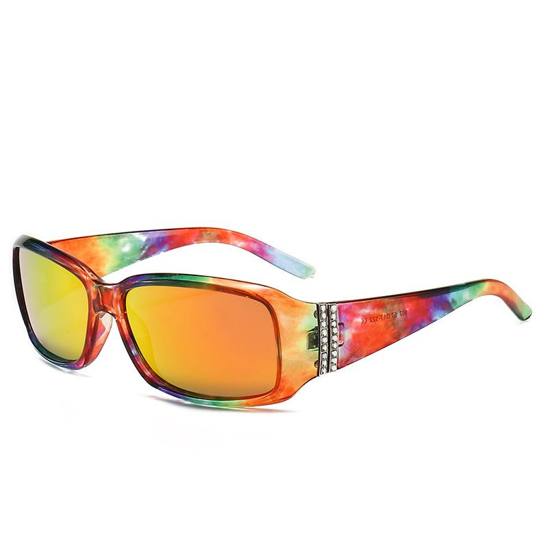 

Поляризованные дизайнерские солнцезащитные очки со стразами для женщин, модные прямоугольные с принтом, антибликовые, для путешествий