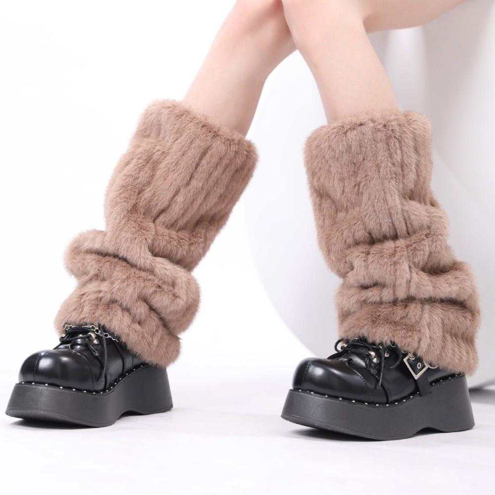 Harajuku Style Faux Fur Furry Leg Warmers Japanese Style 25/40/50cm Lolita Boots Cover Sweet Soft Long Tube Sock Spicy Girls