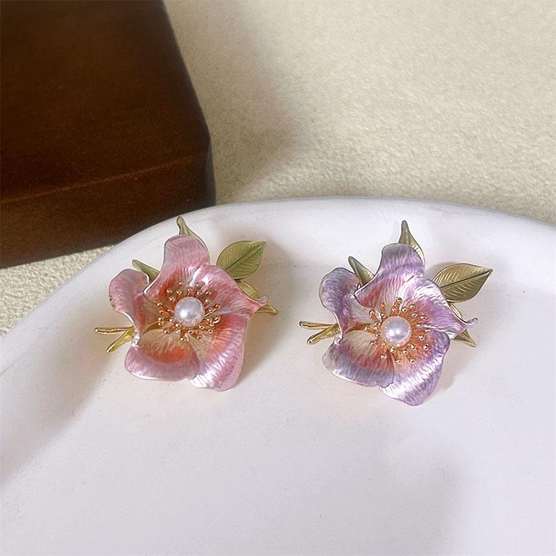 

Элегантная брошь-камелия с жемчугом - Женская высококачественная пряжка для ремня и аксессуар-булавка для лацкана фиолетовый