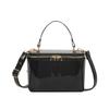Glossy Patent Leather Small Square Bag, Versatile Letter Single Shoulder Messenger Bag, Niche Fashion and High-end Box Bag.