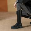 Fleece boots women's winter heightening thin boots women's knight boots thick heel retro boots women's fleece heightening