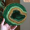 Tranche d'Agate Verte Ronde Art Mural Cadre Noir Panneau Métallique Plat Décor Extérieur Jardin Bureau
