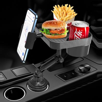 Adjustable Car Cup Holder Tray 360 Degree Rotatable Car Table for Phone Slot Food Organized Drink Holder In Car Accesories