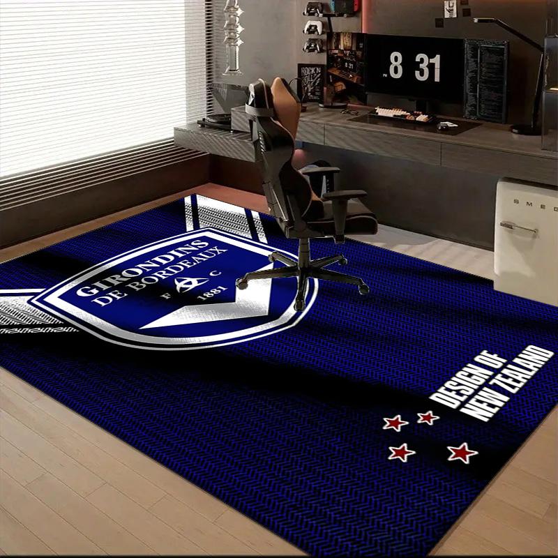 Giron-de Football Crest Printed Office Carpet Chair Cushion Entryway Rug, Rugs for Living Room, Bedroom Christmas gifts