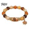 Retro Perlen Stretch-Armband Thanksgiving für Frauen, Feiertagsperlen mit Festival-Geschenk Familie Ahornblatt-Anhänger, Elastischer Herbsternte Schmuck Dekorativ