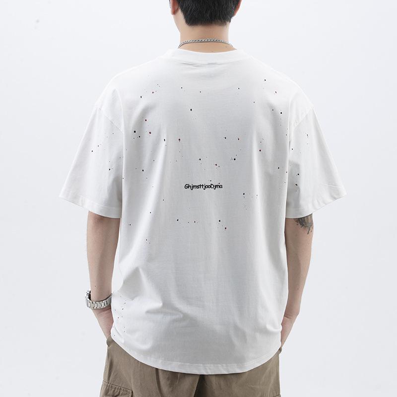 Summer American High-density Knitted Comfortable Fit Stylish Printed Mens T-shirt Short-sleeved