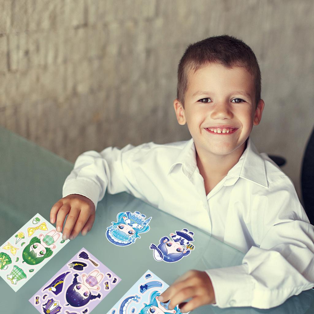 8 Pictures/set of Cotton Doll Dress-up Doodle Stickers Personality Cartoon Children's Puzzle DIY Puzzle Stickers