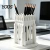 Medieval Style Pencil Holder Gothic Pen Holder, Cathedral Makeup Brush 3D Printed Church Architecture Desk Organizer Organizer, Vanity Storage Cup for