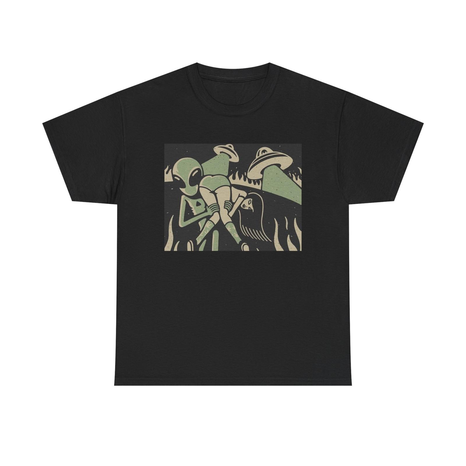 

Alien Abduction Funny Graphic T-Shirt Mens Womens Tees Top Cotton Tee New Gift Vintage 2XL