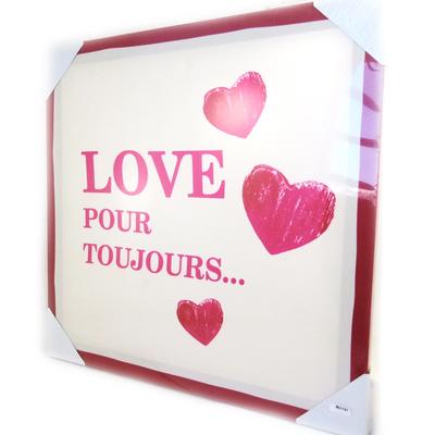 [M2197] - 'Love' Ecru Red Canvas (40x40 Cm)
