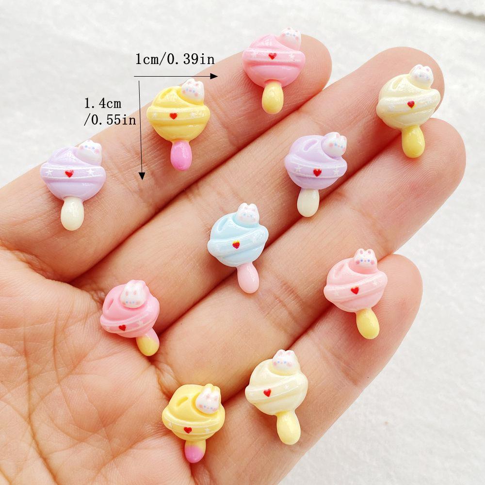 30Pcs Cute Mini Cartoon Colorful Rabbit Lollipop Nail Art Resin Designer Charms DIY Craft For Nail 3D Decorations Jewelry