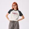 New MLB Preppy Style Collection New York Yankees SS25 Raglan Sleeve T Shirt Women's Cream 3FTSV0853-50CRS