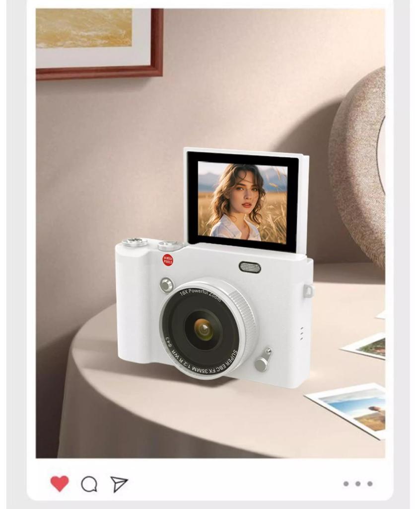 Retro CCD HD Flip Screen 4K DSLR with Dual Camera & Fill Light