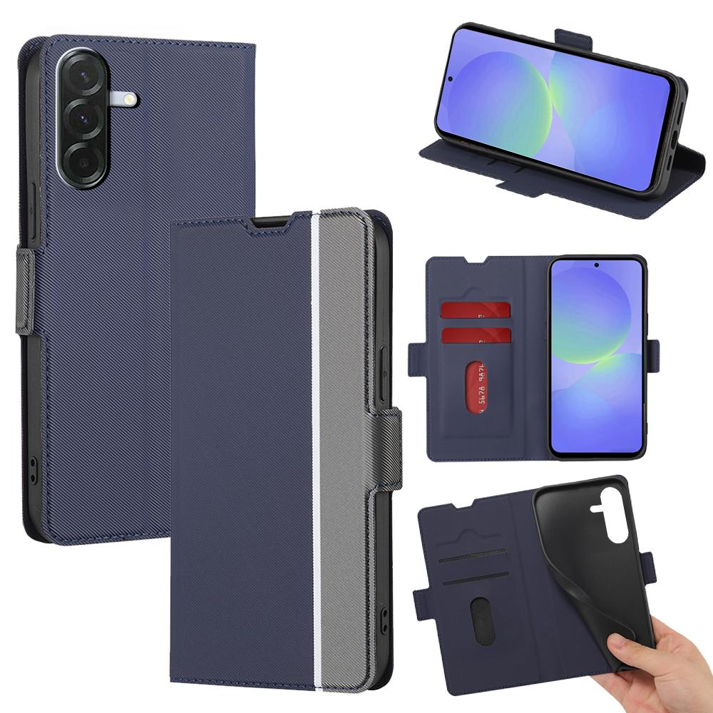 

For Samsung Galaxy A36 5G Case Card Holder Twill Texture Leather Phone Cover Blue