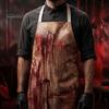 Novelty Barbecue Apron Halloween Butcher with Realistic Blood Stain, Washable Protective Work Apron, Funny Prank Gift Horror Costume Prop for Cosplay