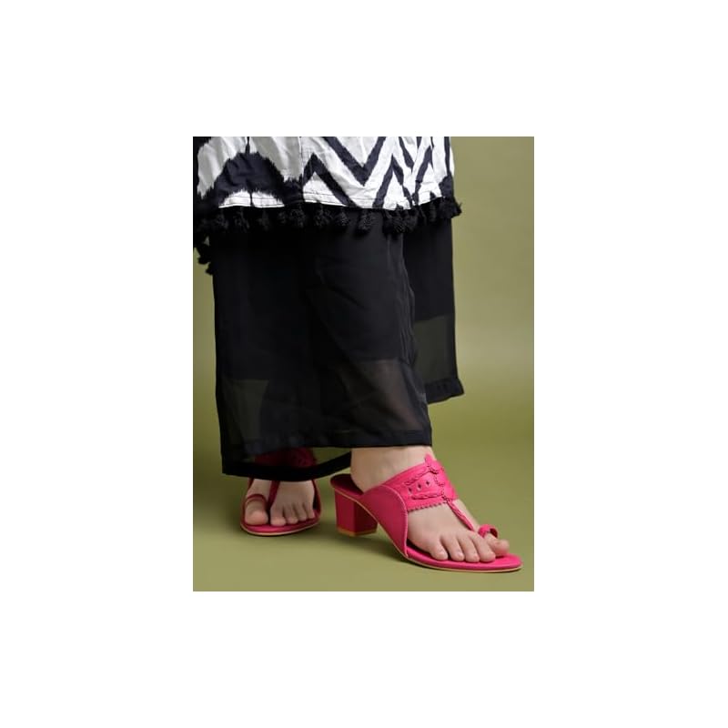 Shoetopia Classic Heeled Pink Kolhapuri For Women /Eu36 3 UK розовый