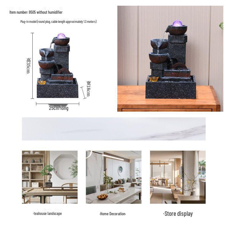 Popular Resin Water Feature: Small Zen Desktop Fountain for Wealth and Tranquility