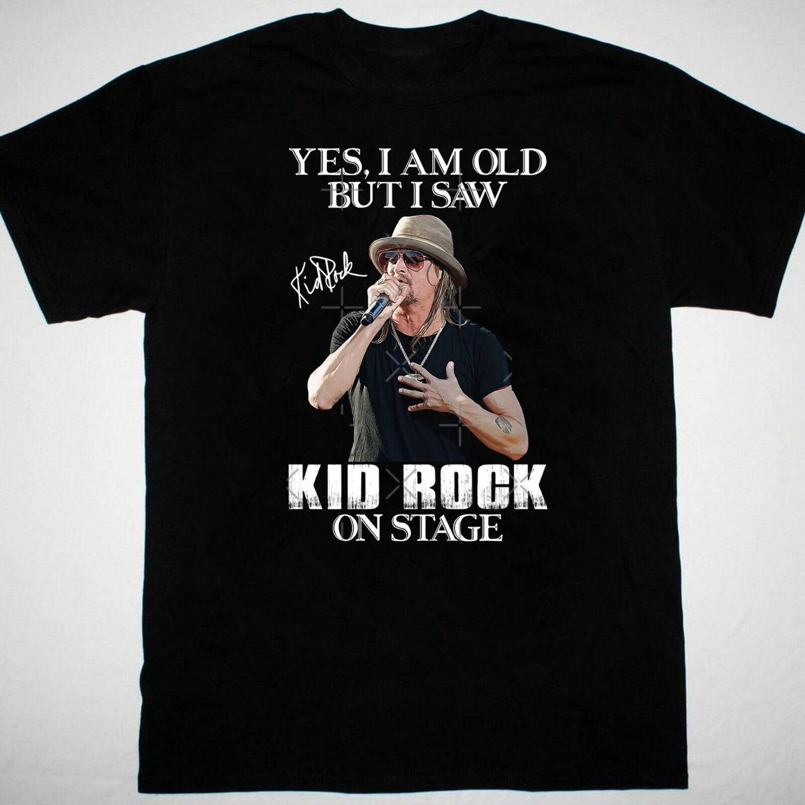 Men s and Women s T-shirts Kid Rock Signed Men T-shirt Funny Black Cotton Tee Gift For Men Women L