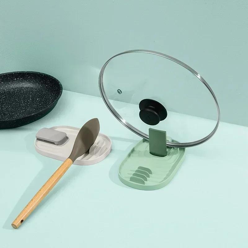 Kitchen Portable Storage Candy Color Shelf Plastic Pan Pot Cover Lid Rack Stand Holder Collapsible Support Multifu Drainage Rack