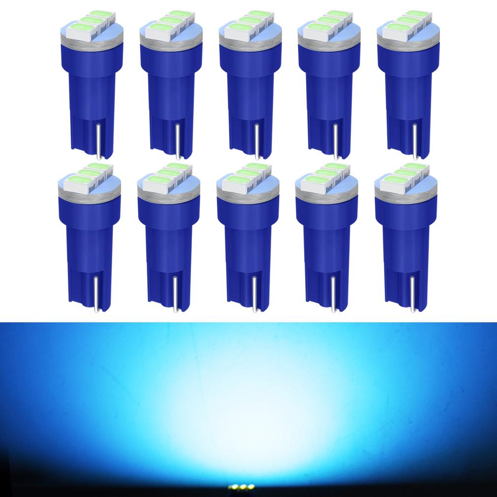 10Pcs T5 Led Bulbs W3W W1.2W Led Canbus Car Interior Lights Dashboard Gauge Warning Indicator Wedge Auto Instrument Cluster Lamp 12V