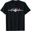 Funny Dominican Republic Flag Heartbeat Dominicana T Shirts Men Pure Cotton Humor Tee Shirt Short Sleeve Unisex Loose Clothing