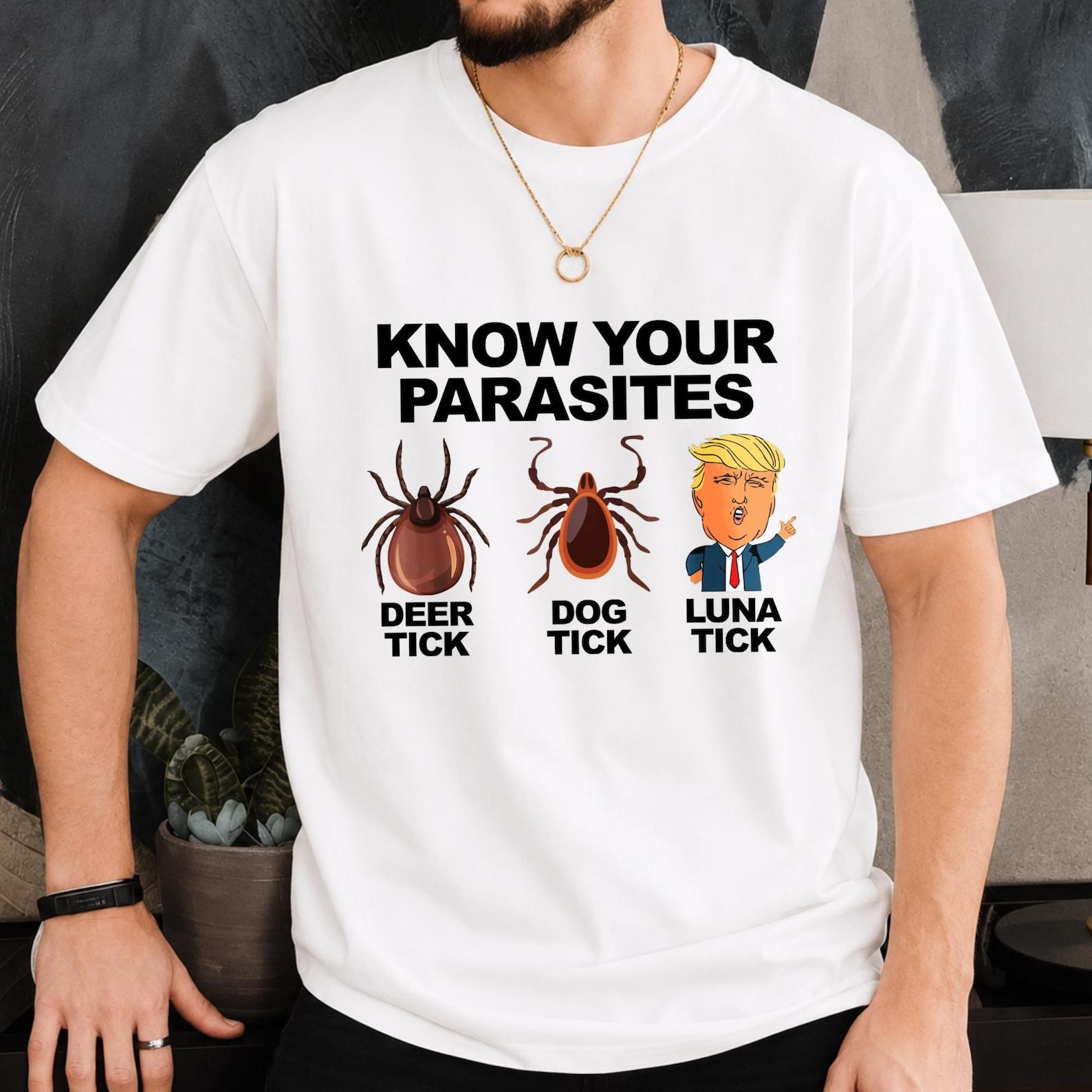 Know Your Parasites Shirt, Deer Tick Dog Tick Luna Tick Tee, Funny Camping Gift, Hiking Outdoors Graphic Top, Nature Humor L
