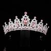 Retro Crown Necklace and Earring Set: Luxury Three-Piece Bridal Jewelry for Weddings and Banquets