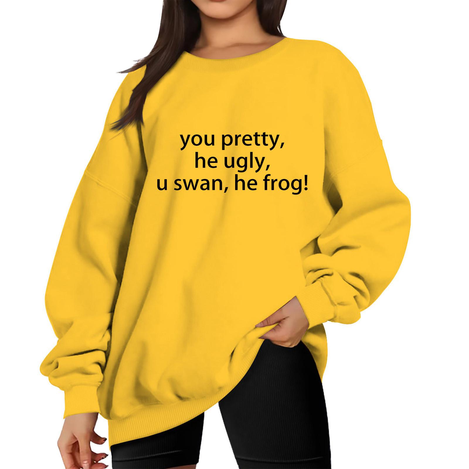 

Женская мода с длинным рукавом сплошной цвет пуловер свитер топ XXXL жёлтый