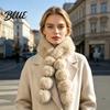 Elegantes Geschenk für Frauen Kunstpelzschal Winter-Nackenschutz mit Magnetschnalle Kragenumhang Drapierendes Design Plüsch Lang Weich Kaltes Wetter Praktisch