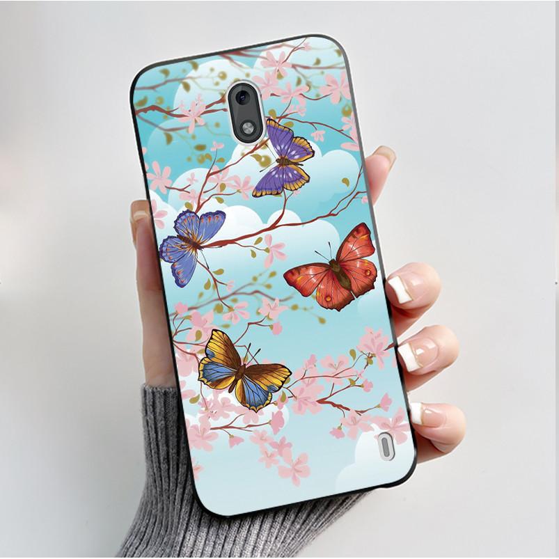 Printing Pattern Case For Nokia 2 / Nokia 2.2 / Nokia 2.1 Fundas Soft Silicone Black Shell Cover Cute Flower Cartoon Casing Capa