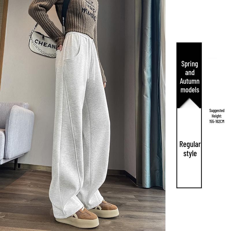 Curved Women s Gray High Waist Wide Leg Sweatpants - 2025 Spring/Autumn Collection 2XL