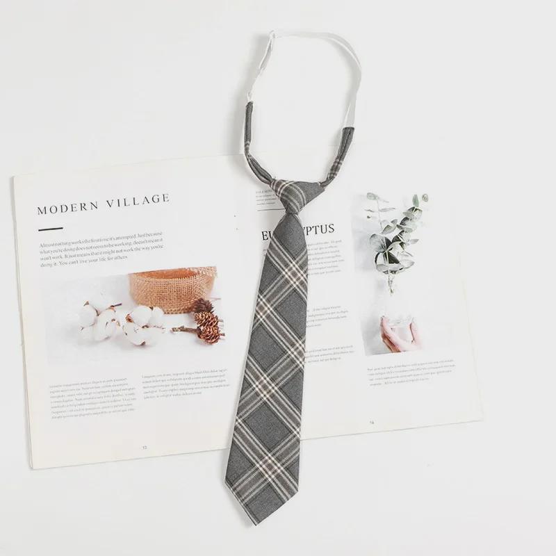Hnědá retro kostkovaná kravata pro ženy a muže - japonský vysokoškolský styl motýlek
