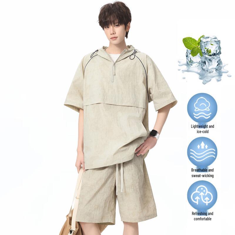 

Unisex Summer Hooded T-Shirt & Shorts Casual Set 2XL