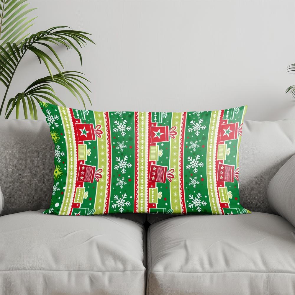 Home Decor Festive Christmas Pattern Pillow Suitable For Sofa Bedroom Car Pillow Cover Cushion Rectangular Back Cushion