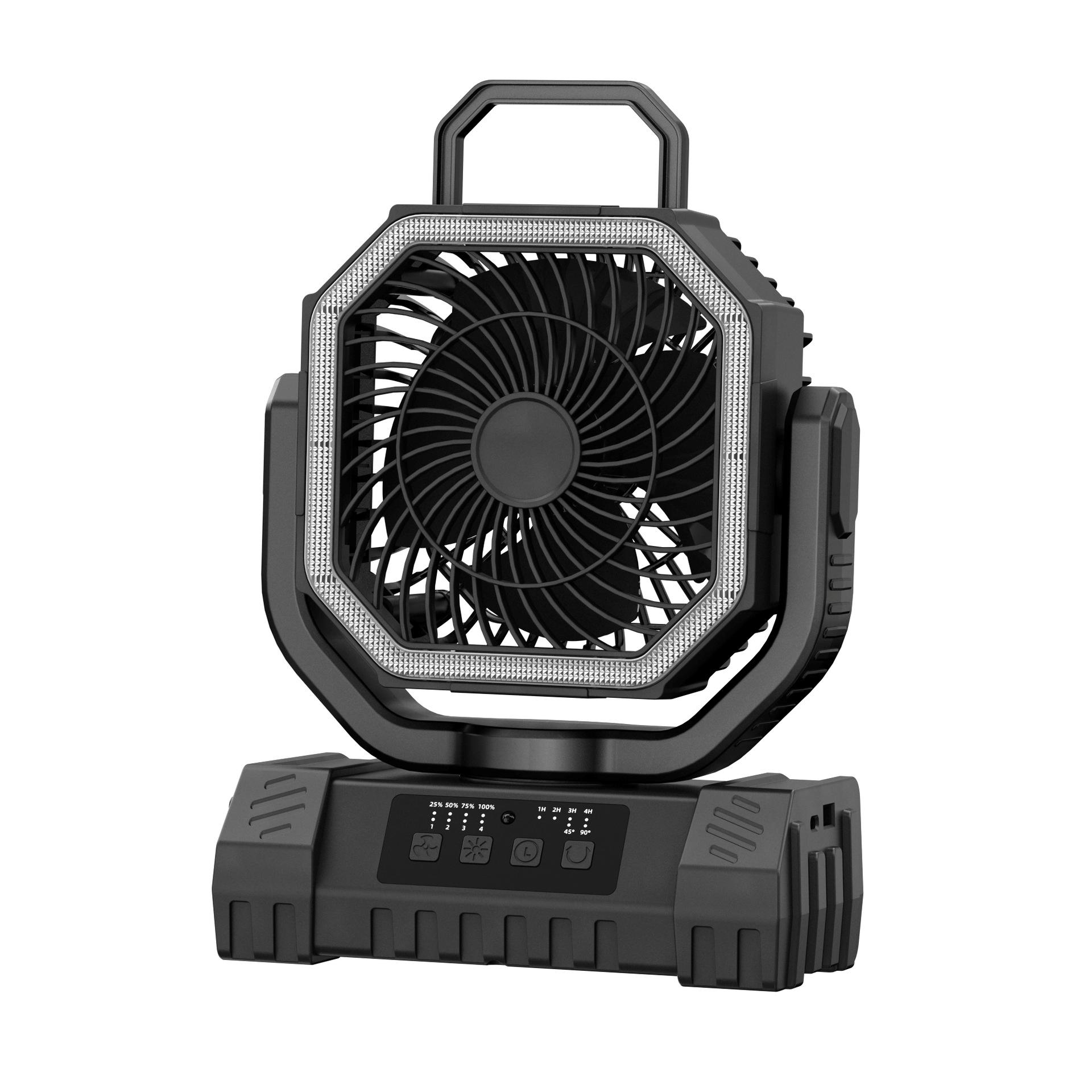 2026 Portable USB Rechargeable Camping Fan, Power Bank and Head-Shaking Cooling System 10000mAh