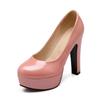 Elegantes Zapatos de Plataforma de Tacón Alto para Mujer Primavera Sexy Zapatos de Salón Patente Azul Rosa Negro con Tacón Fiesta Boda Zapatos Femeninos Talla Grande 45