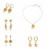 DIY Golden Fish Earrings Starfish 3D Metal Scallop Necklace Stainless Steel Waterproof Koi Seahorse Eardrops Accessories