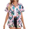 2026 Damenmode Neuankunft Kurzarm Hemdkragen Hemd Tropische Pflanze 3D Bedrucktes Hemd Hawaiianischer Urlaub Outdoor Freizeit Oberteil