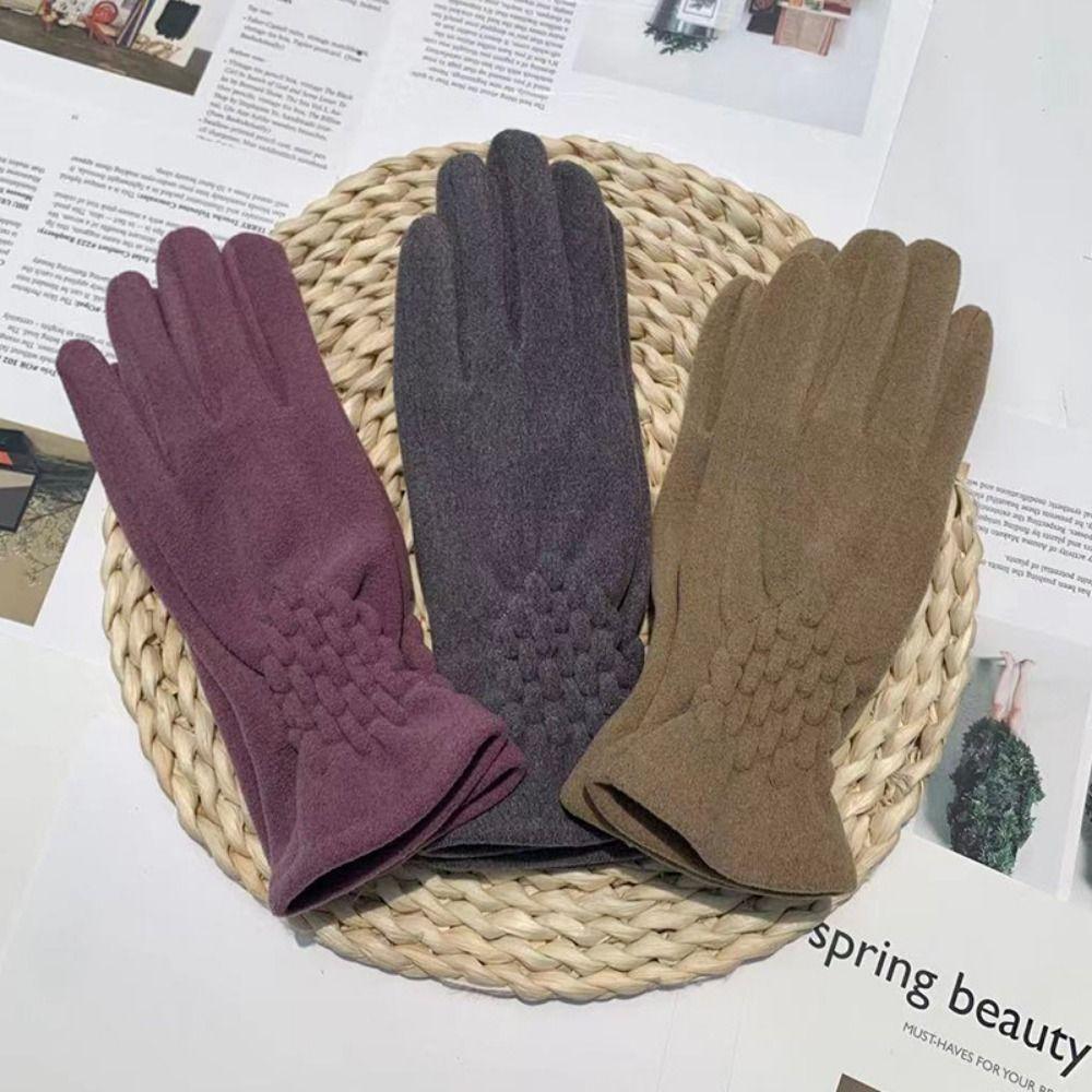 Women Full Fingers Suede Gloves Fashion Touch Screen Gloves New Lady Glove Mitten