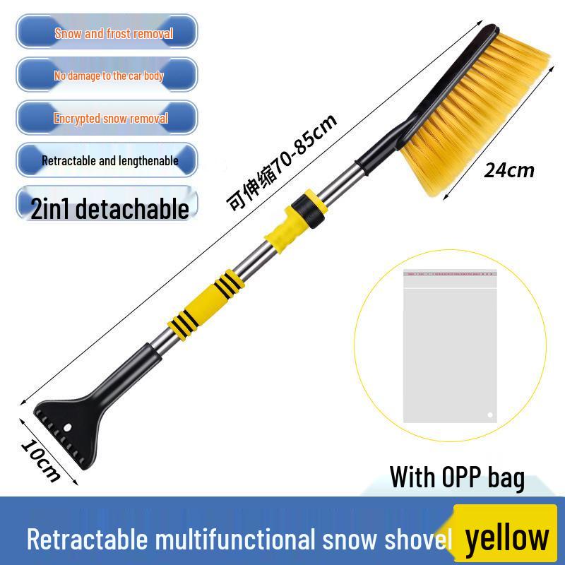 Car Retractable Snow Shovel with Defrosting Scraper and Brush for Winter Ice Removal.