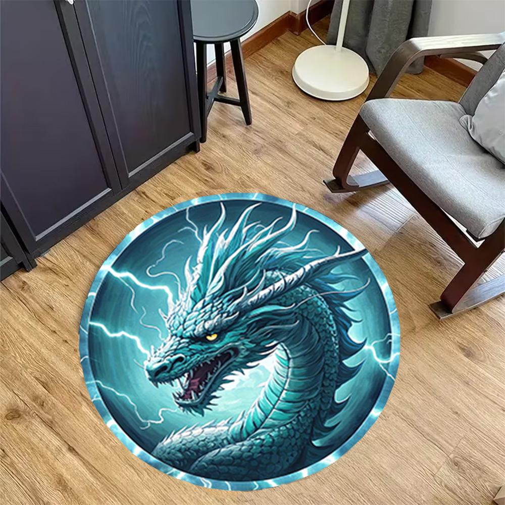 

1pc fantasy dragon design rug home carpet non slip office decor gift living room bedroom Diameter 60cm