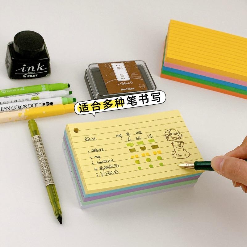 250/50 Sheets Thick Colorful Index Card with Loop Double Sided To Do List Lined Memo Pad Eye Friendly Notes for School Office